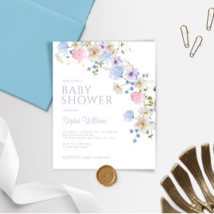 Papier Invitation pour Baby Shower sur le thème des Fleur