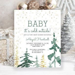 Papier Invitation pour une Baby Shower "Forêt d'hiver" à