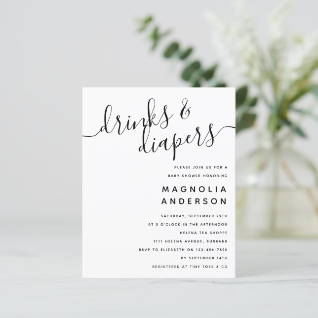 Papier Invitation pour une Baby Shower Moderne et Économi (Debout devant)