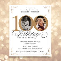 Invitation pour une fête d'anniversaire de 100 ans