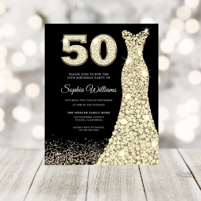 Papier Invitation pour une fête d'anniversaire des 50 ans (Créateur téléchargé)