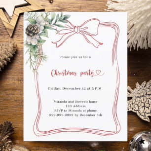 Papier Invitation pour une fête de Noël avec un décor de