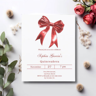Papier Invitation Quinceanera rouge cor blanc