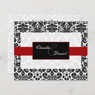 Papier Invitation Red Black Mariage damassé
