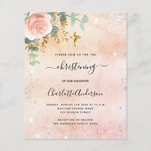 Papier Invitation rose à l'eucalyptus floral or