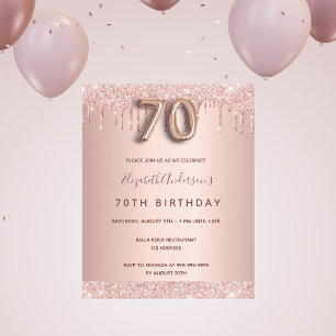 Papier Invitation rose gold pailleté pour 70e anniversair