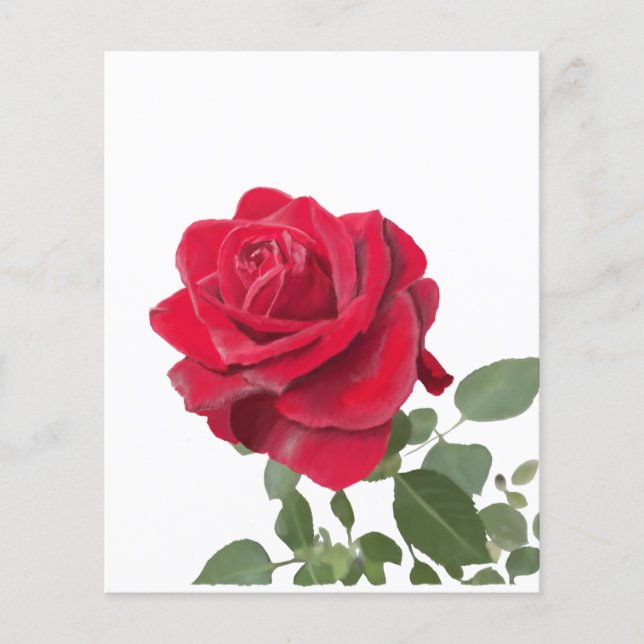 Papier Invitation  Rose rouge - symbole d’amour (Devant)