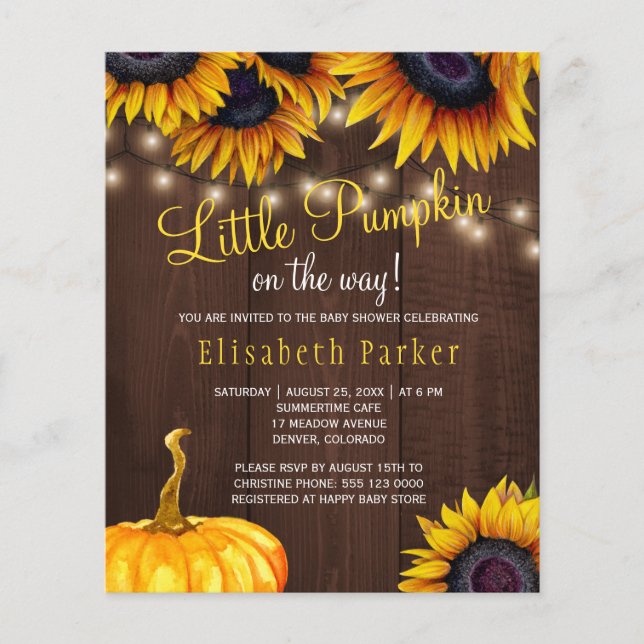 Papier Invitation rustique et économique pour une baby sh (Devant)