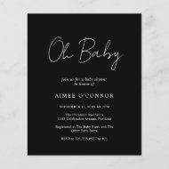 Papier Invitation simple de Baby shower de budget noir mo