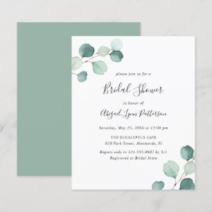 Papier Invitation simple Eucalyptus Budget Douche nuptial