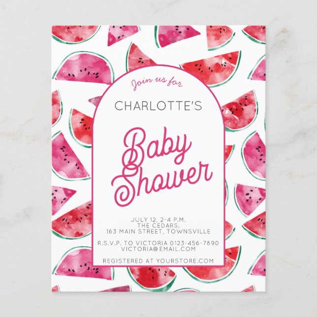Papier Invitation sur le Baby shower de pastèque Budget (Devant)