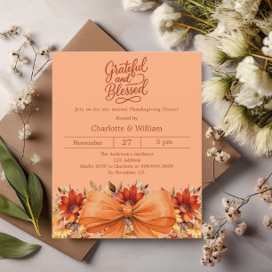 Papier Invitation Thanksgiving de la mandarine atomique d