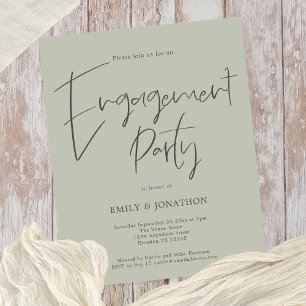 Papier Invitation vert de la partie d'engagement de scrip