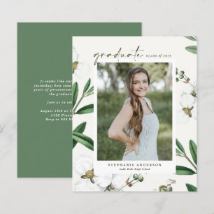 Papier Invitation vintage White Botanical Graduical Invit