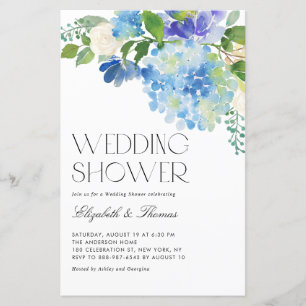 Papier Invitation Wedding shower Blue Hydrangea