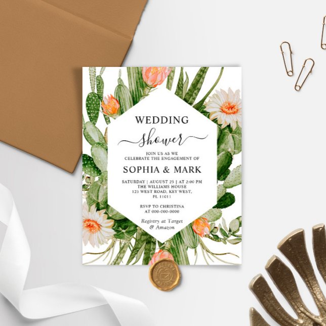 Papier Invitation Wedding shower des fleurs de cactus bud (Créateur téléchargé)