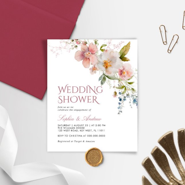 Papier Invitation Wedding shower Fleur sauvage rustique B (Créateur téléchargé)