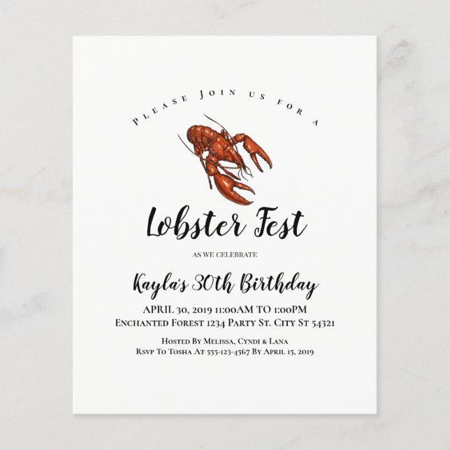 Papier Invitations à la fête du homard (Devant)