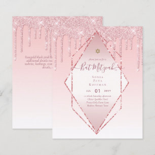 Papier Invitations BAT MITZVAH brillants Parties scintill