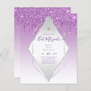 Papier Invitations BAT MITZVAH brillants Parties scintill