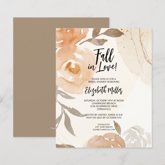 Papier Invitations budgétaires de Fêtes des mariées flora (Devant / Derrière)