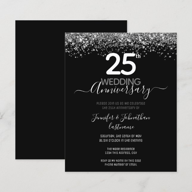 Papier Invitations budgétaires de la Parties scintillant  (Devant / Derrière)
