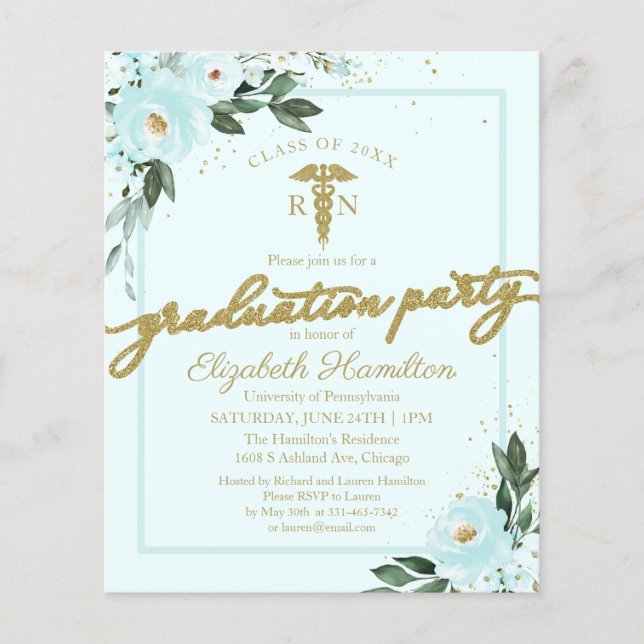 Papier Invitations budgétaires École de soins infirmiers  (Devant)