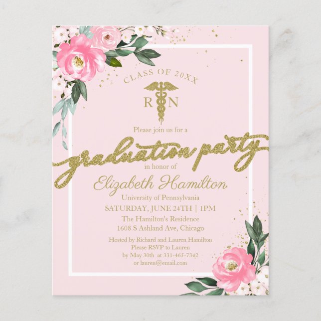 Papier Invitations budgétaires École de soins infirmiers  (Devant)