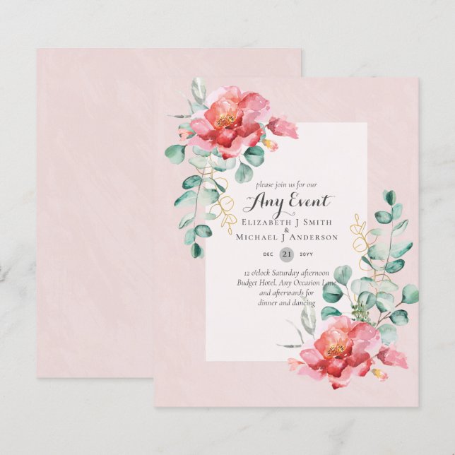 Papier INVITATIONS BUDGÉTAIRES - TOUT ÉVÉNEMENT - Double  (Devant / Derrière)