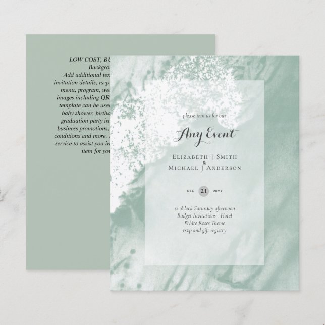 Papier INVITATIONS BUDGÉTAIRES - TOUT ÉVÉNEMENT - SAGE Ab (Devant / Derrière)