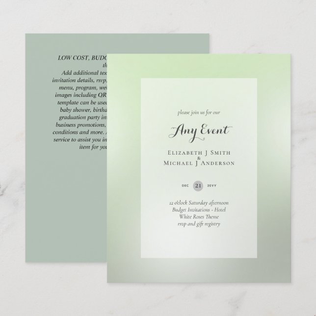 Papier INVITATIONS BUDGÉTAIRES - TOUT ÉVÉNEMENT - SAGE Ab (Devant / Derrière)