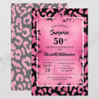 Invitations d'anniversaire Budget Pink Black Leopa