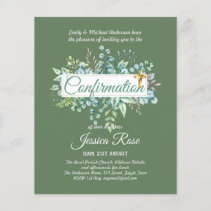 Papier Invitations de confirmation Eucalyptus Greenery Bu