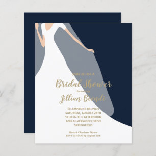Papier Invitations de douche nuptiale bleu marine Robe et