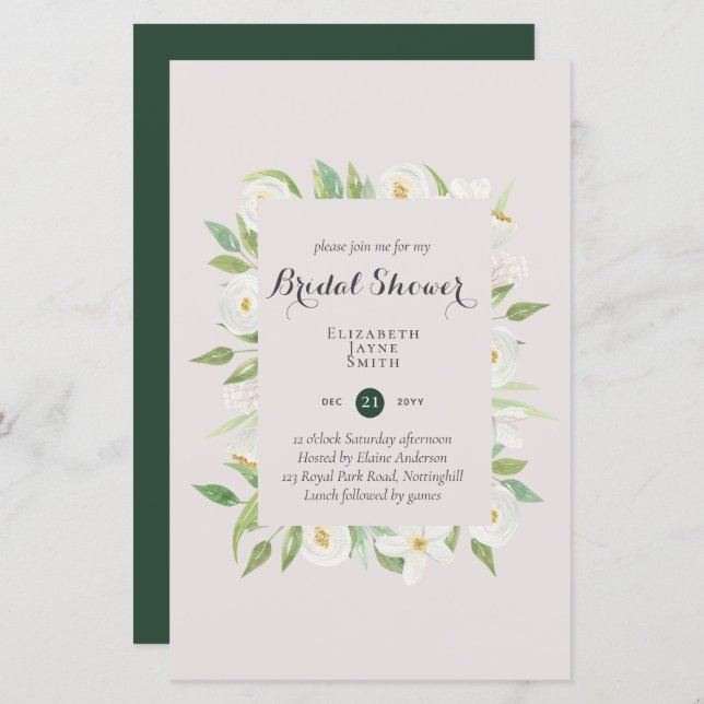 Papier Invitations de douche nuptiale BUDGET Couleurs per (Devant / Derrière)