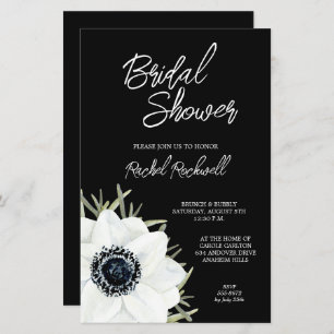 Papier Invitations de douche nuptiale noire blanche