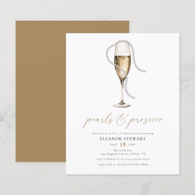 Papier Invitations de la Fête des mariées Budget Pearls e (Devant / Derrière)