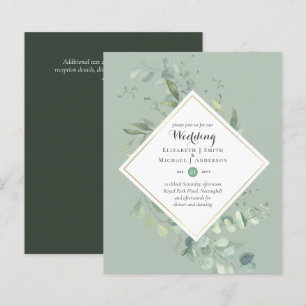 Papier Invitations de mariage BUDGET Verdure Eucalyptus