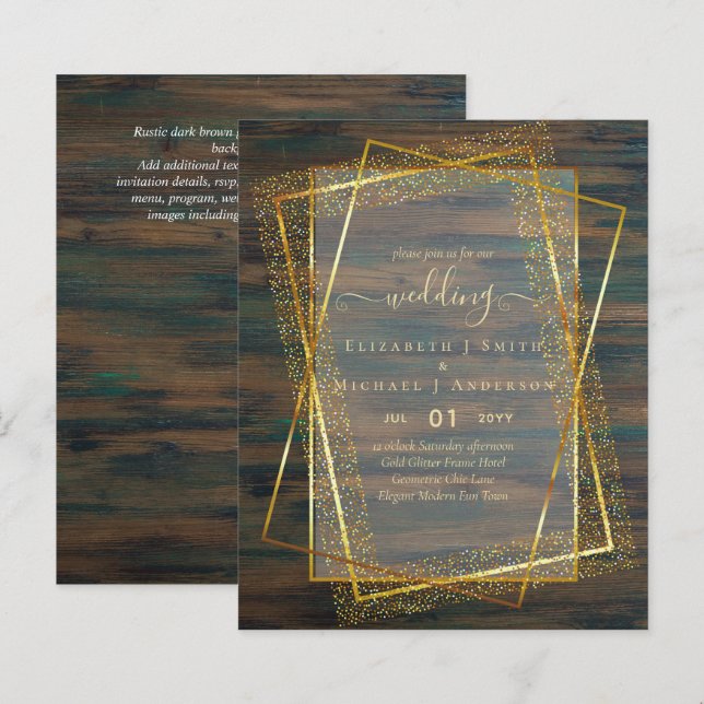 Papier INVITATIONS DE MARIAGE BUDGÉTAIRE Parties scintill (Devant / Derrière)