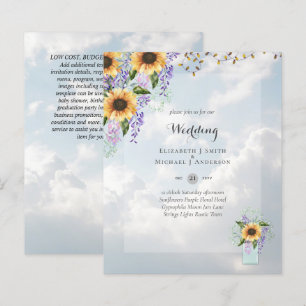 Papier INVITATIONS DE MARIAGE BUDGÉTAIRE - Tournesols rus