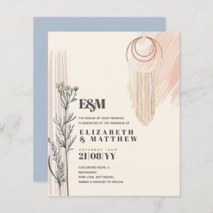 Papier Invitations de mariage Dusty Blue Boho