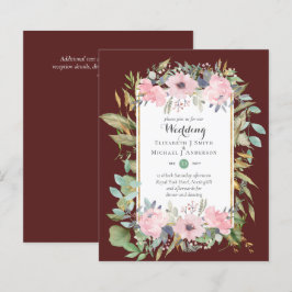Papier Invitations de mariage floral rose rose BUDGET