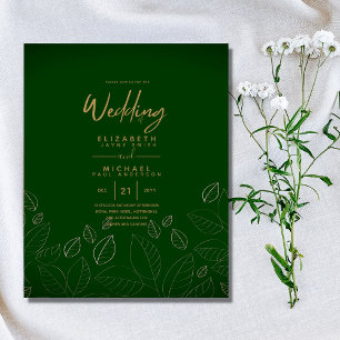 Papier Invitations de mariage Green Gold