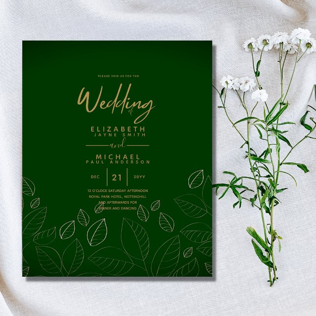 Papier Invitations de mariage Green Gold (Créateur téléchargé)