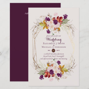 Papier Invitations de mariage pour prune et corail BUDGET