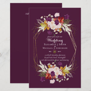 Papier Invitations de mariage pour prune et corail BUDGET