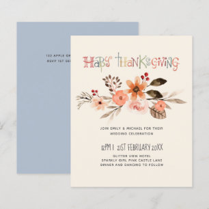 Papier Invitations de mariage Thanksgiving Dusty Blue Ora