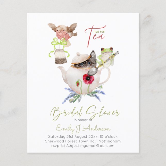 Papier Invitations de Tea Party pour le budget de la Fête (Devant)