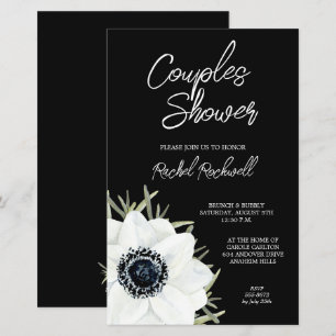 Papier Invitations de Wedding shower Floral Blanc Noir