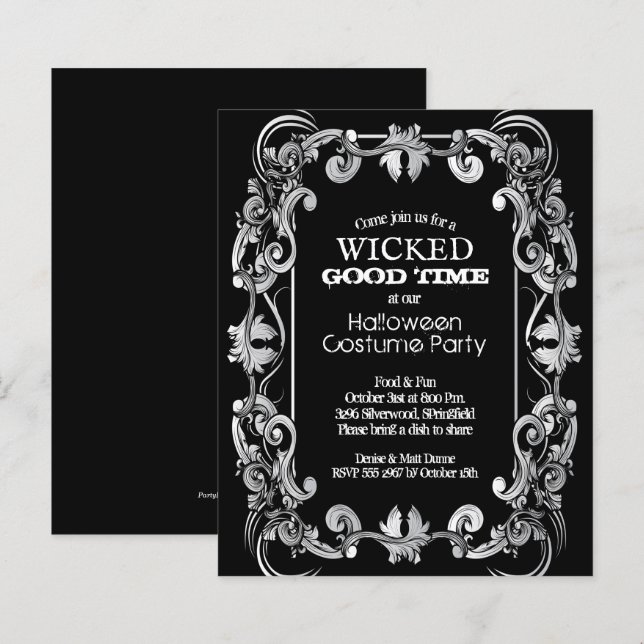 Papier Invitations d'Halloween des bordures budgétaires (Devant / Derrière)